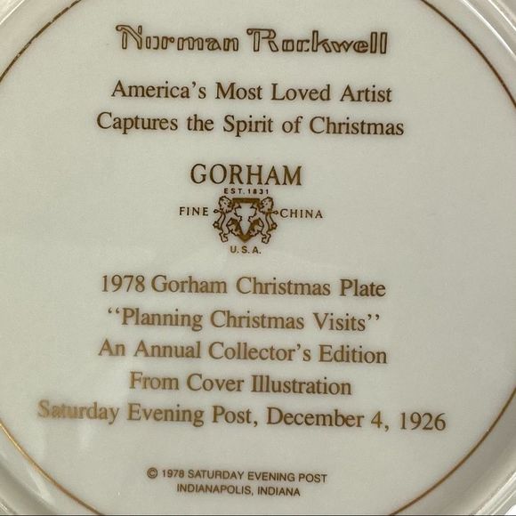 Norman Rockwell Planning Christmas Visits
1978 Annual Coll Gorham plate china - Picture 3 of 3